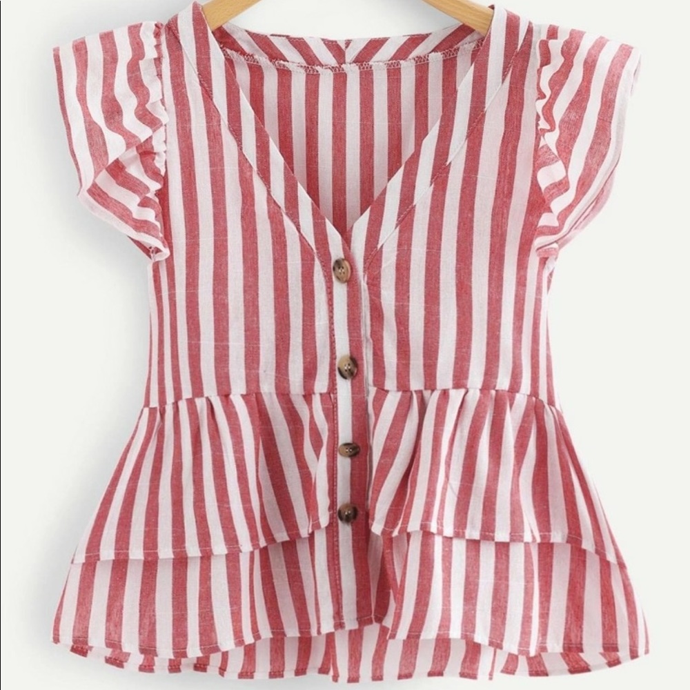 V neckline single breasted babydoll top
